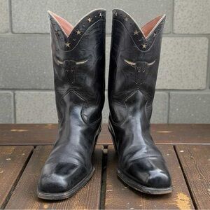 1950s • Pee Wee Bullhead & Star Inlay • Women’s 6 M • Vintage Cowboy Boots